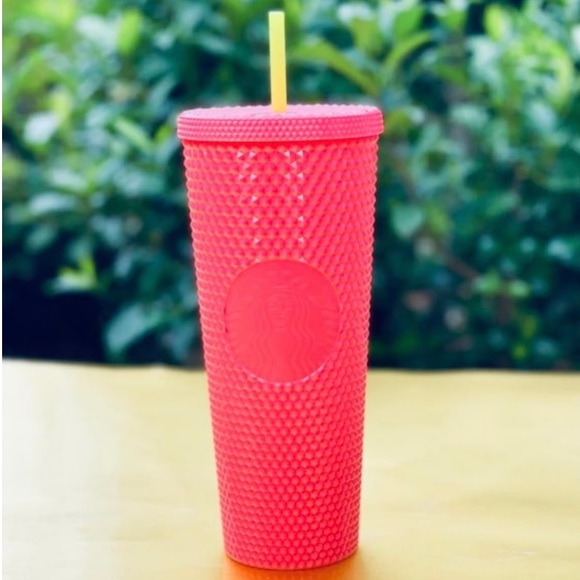 Starbucks Dragon Fruit Bling Cup Studded Coral Tumbler 2pc SET Venti & Grande - Picture 8 of 9